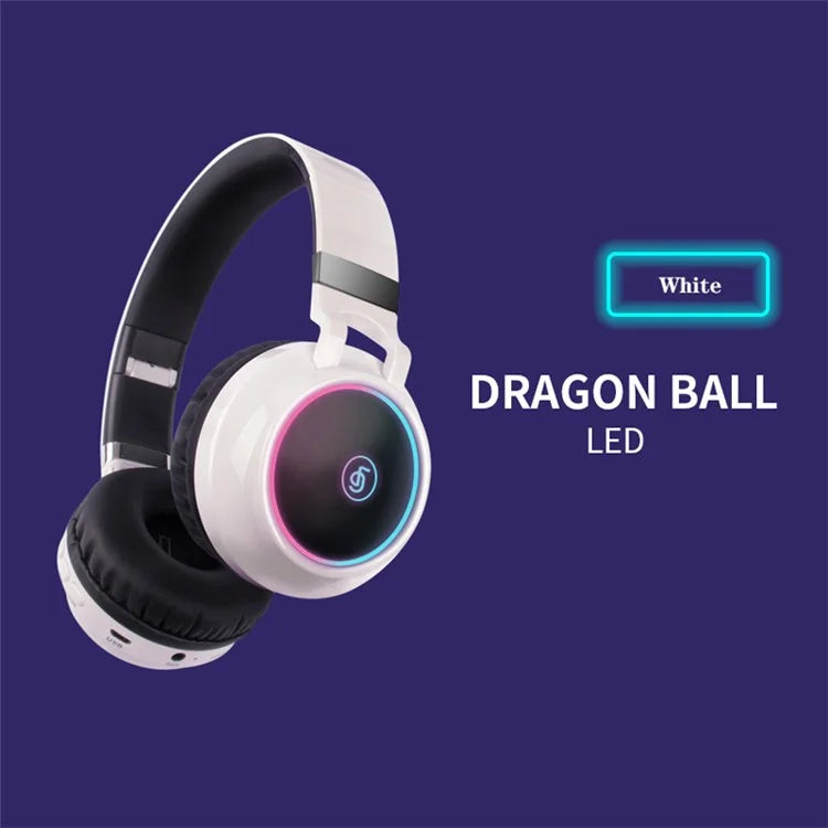 سماعة رأس بلوتوث مضيئة Dragon Ball من FingerTime | أسود / أبيض سماعة رأس بلوتوث مضيئة Dragon Ball من FingerTime | أسود / أبيض